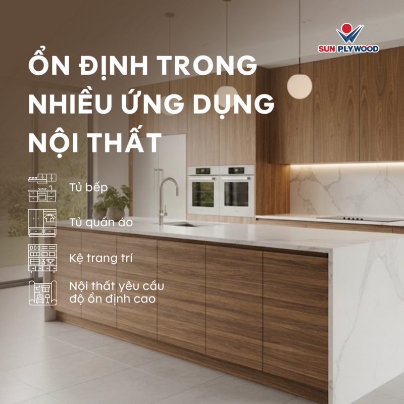 plywood hạn chế cong vênh hơn MDF